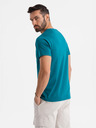Ombre Clothing Pánske bavlnené tričko s potlačou vrecka - tyrkysové