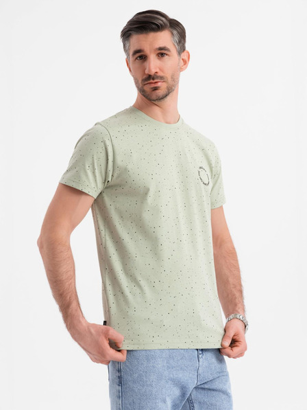 Ombre Clothing Pánske bavlnené tričko s potlačou a okrúhlym výstrihom - mätové