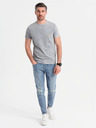 Ombre Clothing Bavlnené tričko s potlačou na hrudi a chrbte - sivé