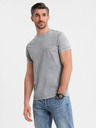 Ombre Clothing Bavlnené tričko s potlačou na hrudi a chrbte - sivé