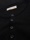 Ombre Clothing Pánske pletené tričko s gombíkmi pri výstrihu - čierne