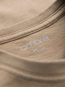 Ombre Clothing Bavlnené tričko s potlačou na hrudi a chrbte - tmavo béžové