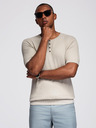 Ombre Clothing Pánske pletené tričko s gombíkmi pri výstrihu - svetlo sivé