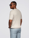 Ombre Clothing Pánske pletené tričko s gombíkmi pri výstrihu - svetlo sivé
