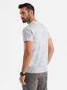 Ombre Clothing Pánske vzorované bavlnené tričko s krátkym rukávom - biele