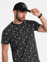 Ombre Clothing Bavlnené tričko s potlačou a okrúhlym výstrihom - čierne