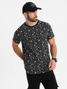 Ombre Clothing Bavlnené tričko s potlačou a okrúhlym výstrihom - čierne