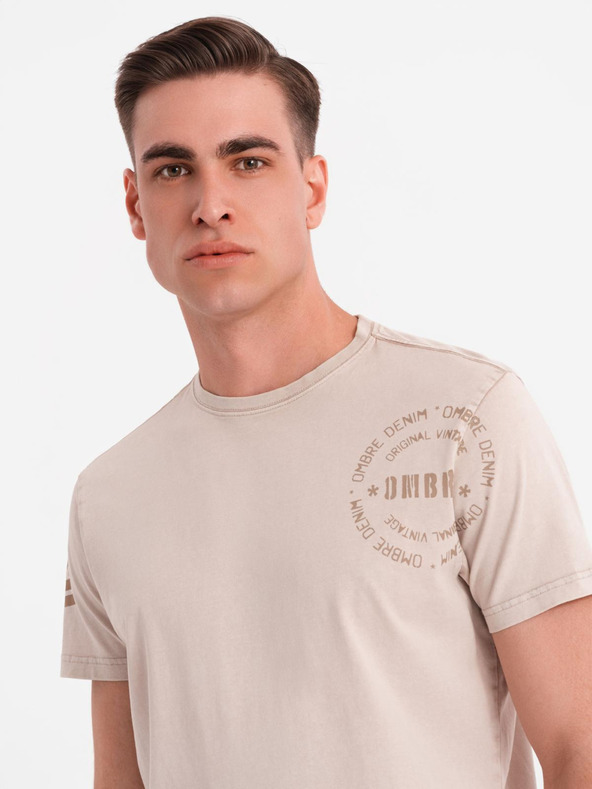 Ombre Clothing Bavlnené tričko s potlačou a okrúhlym výstrihom - čierne