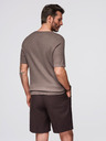 Ombre Clothing Pánske pletené tričko s gombíkmi pri výstrihu - sivé