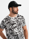 Ombre Clothing Pánske vzorované bavlnené tričko s krátkym rukávom - biele a čierne