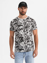 Ombre Clothing Pánske vzorované bavlnené tričko s krátkym rukávom - biele a čierne