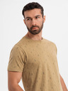 Ombre Clothing Bavlnené tričko s potlačou a okrúhlym výstrihom - tmavo olivovo zelené