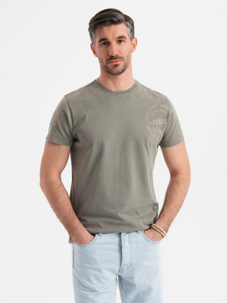 Ombre Clothing Bavlnené tričko s potlačou a okrúhlym výstrihom - čierne