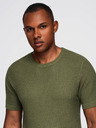 Ombre Clothing Pánske štruktúrované pletené tričko - olivové