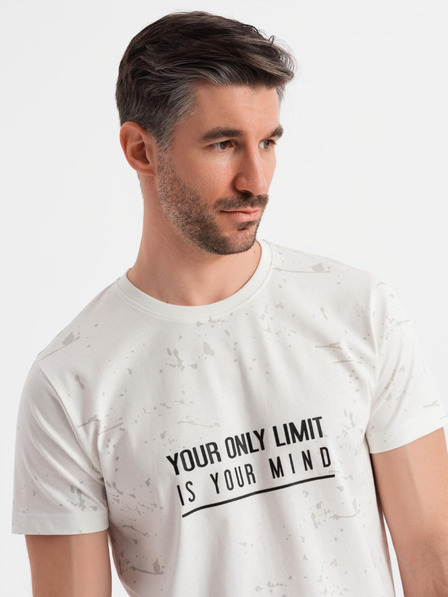 Ombre Clothing Pánske tričko s potlačou a okrúhlym výstrihom - biele