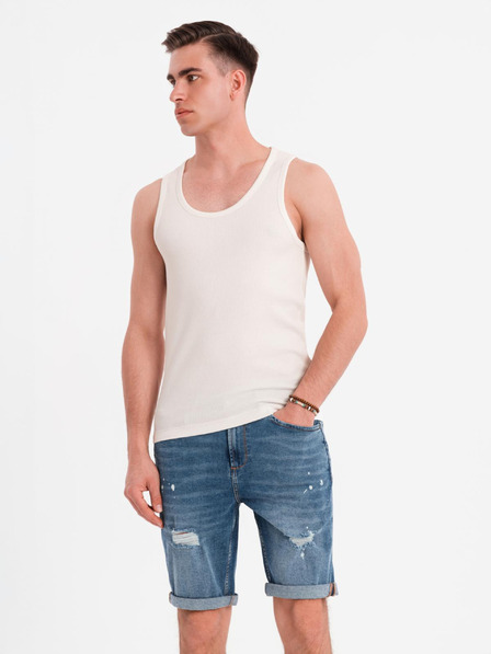 Ombre Clothing Pánske bavlnené basic tričko - biele