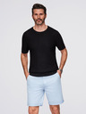 Ombre Clothing Pánske štruktúrované pletené tričko - čierne