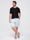 Ombre Clothing Pánske štruktúrované pletené tričko - čierne