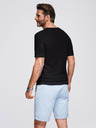 Ombre Clothing Pánske štruktúrované pletené tričko - čierne