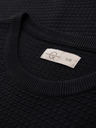 Ombre Clothing Pánske štruktúrované pletené tričko - čierne