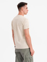 Ombre Clothing Pánske tričko s potlačou a okrúhlym výstrihom - krémové