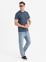 Ombre Clothing Pánske pletené tričko s celooplošnou potlačou - tmavo modré