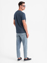 Ombre Clothing Pánske pletené tričko s celooplošnou potlačou - tmavo modré