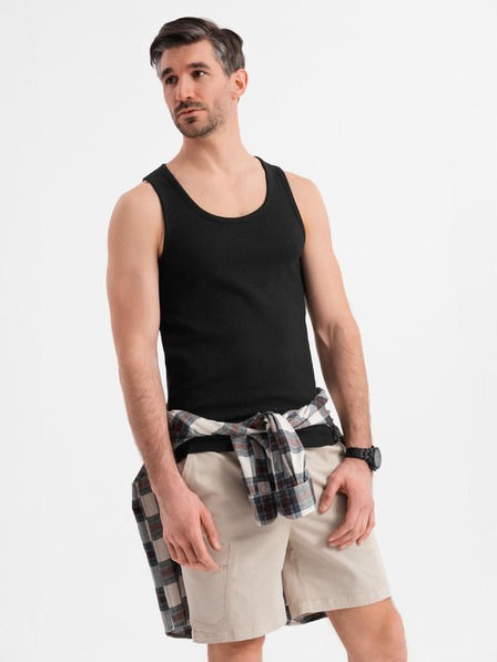 Ombre Clothing Pánske bavlnené basic tričko - čierne