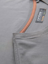 Ombre Clothing Pánske tričko s gombíkovým výstrihom a semišovým lemom - sivé