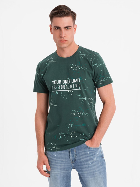 Ombre Clothing Pánske tričko s potlačou a okrúhlym výstrihom - zelené