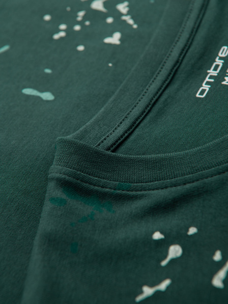 Ombre Clothing Pánske tričko s potlačou a okrúhlym výstrihom - zelené