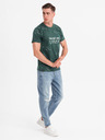 Ombre Clothing Pánske tričko s potlačou a okrúhlym výstrihom - zelené