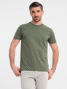 Ombre Clothing Pánske pletené tričko s celooplošnou potlačou - olivové