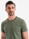 Ombre Clothing Pánske pletené tričko s celooplošnou potlačou - olivové