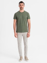 Ombre Clothing Pánske pletené tričko s celooplošnou potlačou - olivové