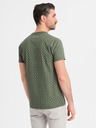 Ombre Clothing Pánske pletené tričko s celooplošnou potlačou - olivové
