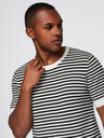 Ombre Clothing Pánske námorníckej pruhované pletené tričko s prerušovanou väzbou - čiernobiele