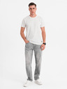 Ombre Clothing Pánske pletené tričko s celoplošnou potlačou - biele