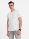 Ombre Clothing Pánske pletené tričko s celoplošnou potlačou - biele
