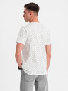 Ombre Clothing Pánske pletené tričko s celoplošnou potlačou - biele