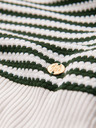 Ombre Clothing Pánske námorníckej pruhované pletené tričko s prelamovanou väzbou - olivová a biela