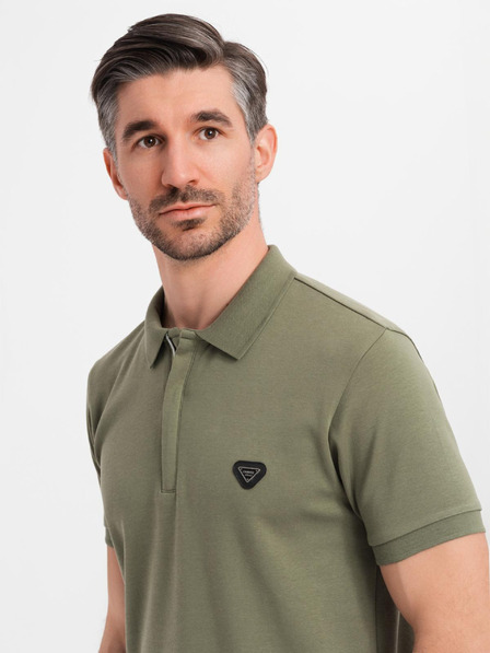 Ombre Clothing Pánska polokošeľa so zipsom - olivová