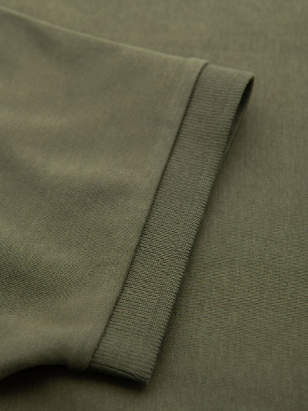 Ombre Clothing Pánska polokošeľa so zipsom - olivová
