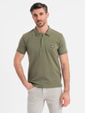 Ombre Clothing Pánska polokošeľa so zipsom - olivová