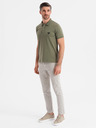 Ombre Clothing Pánska polokošeľa so zipsom - olivová