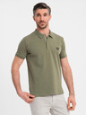 Ombre Clothing Pánska polokošeľa so zipsom - olivová