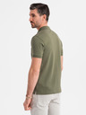 Ombre Clothing Pánska polokošeľa so zipsom - olivová