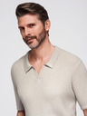 Ombre Clothing Pánska polokošeľa bez gombíkov s otvoreným golierom - svetlo sivá