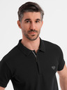 Ombre Clothing Pánska polokošeľa so zipsom - čierna