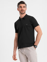 Ombre Clothing Pánska polokošeľa so zipsom - čierna